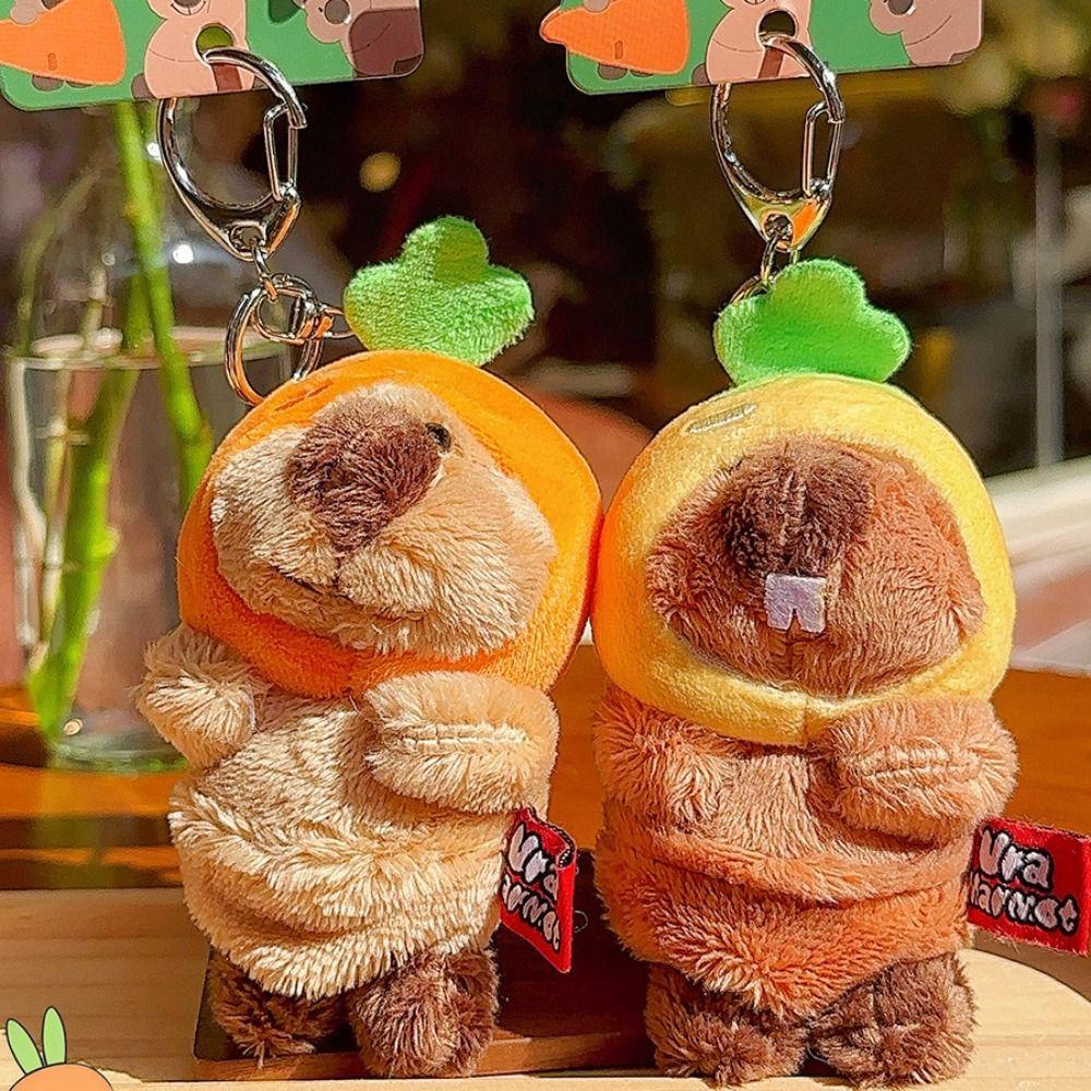 

Fluffy Plush Dolls Key Chain Cartoon Car Keyring Funny Marmot Pendant Gifts Style A Red