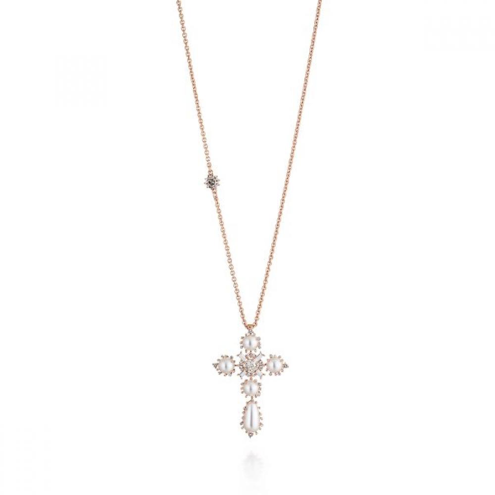 

Tani By mineTani Pearl Cross Necklace Ms5n200f silver+light gray pearl