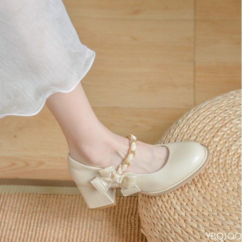 Women's High Heels Cute Square Spring New Style Versatile Elegant Simple Daily Comfortable Coarse Heels Women's Shoes