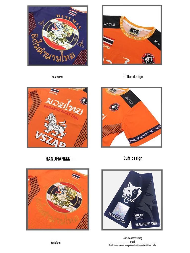 VSZAPMMA Men's Quick-Dry UFC Muay Thai Boxing T-Shirt for Summer Fitness & Running