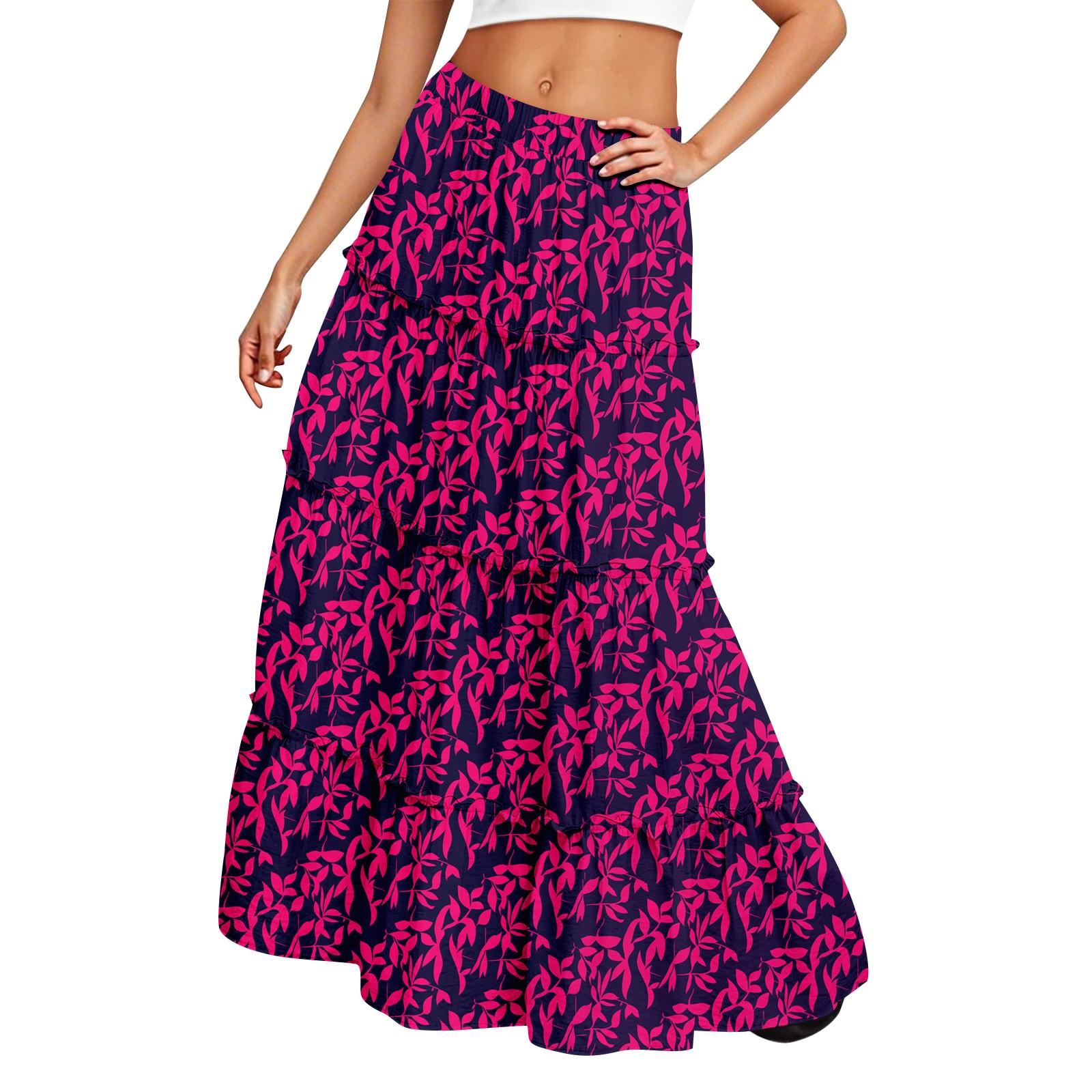 

Женская длинная юбка с принтом и эластичным поясом, свободным подолом S