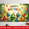 2D Colorful Dinosaur Happy Birthday Backdrop Jungle Theme Kids Party Decoration Banner
