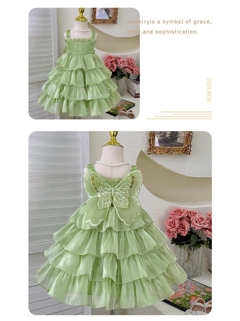 Rochie de vară 2025 pentru fete cu aripi de fluture de zână și tort - Pentru ziua de naștere și de seară