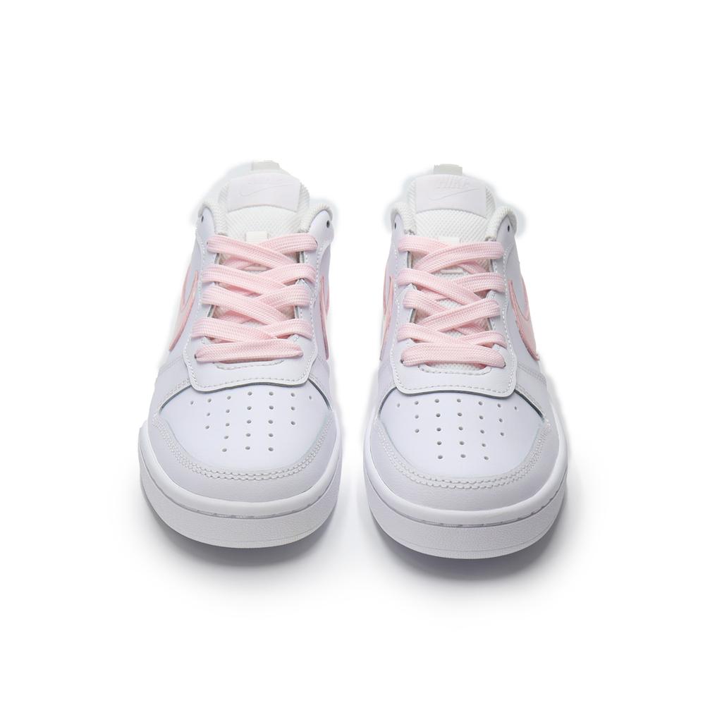 Nike Court Borough 2 Peach Cheese Slip Resistant Abrasion Resistant Low top Skateboard Shoes GS White Pink BQ5448-100(Team448- )