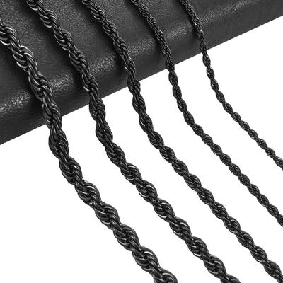2/3/4/5/6mm Pánský základní nerezový černě pokovený kroucený lanový řetízek Náhrdelník pro ženy Muže Choker Kovové šperky Doplňky
