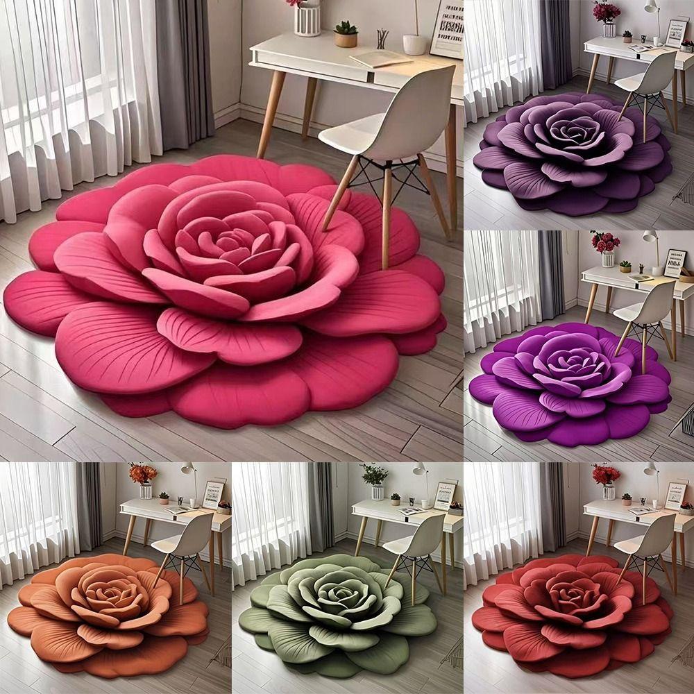 Special-shaped Flower Carpet Non-slip Bathroom Floor Mat Blanket  for Living Room Tea Table Bedside