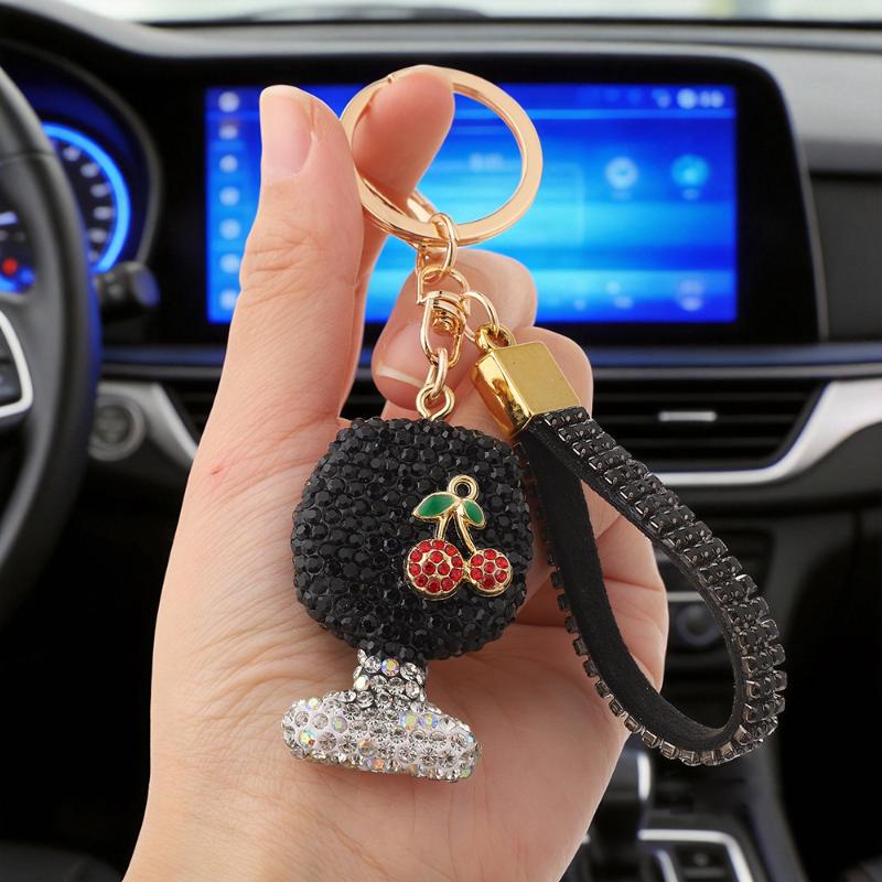 Сверкающий Алмазный Вкладыш Стеклянная Чашка Брелок для Ключей Автомобиля Высококачественное Кольцо для Ключей Женская Сумка Изящный Подвеска Украшения Ювелирные Изделия чёрный