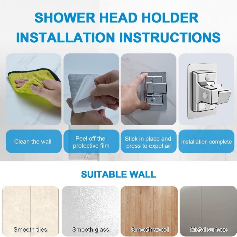 360° Adjustable Self-Adhesive Wall Mounted Shower Holder Bracket Stand Bathroom