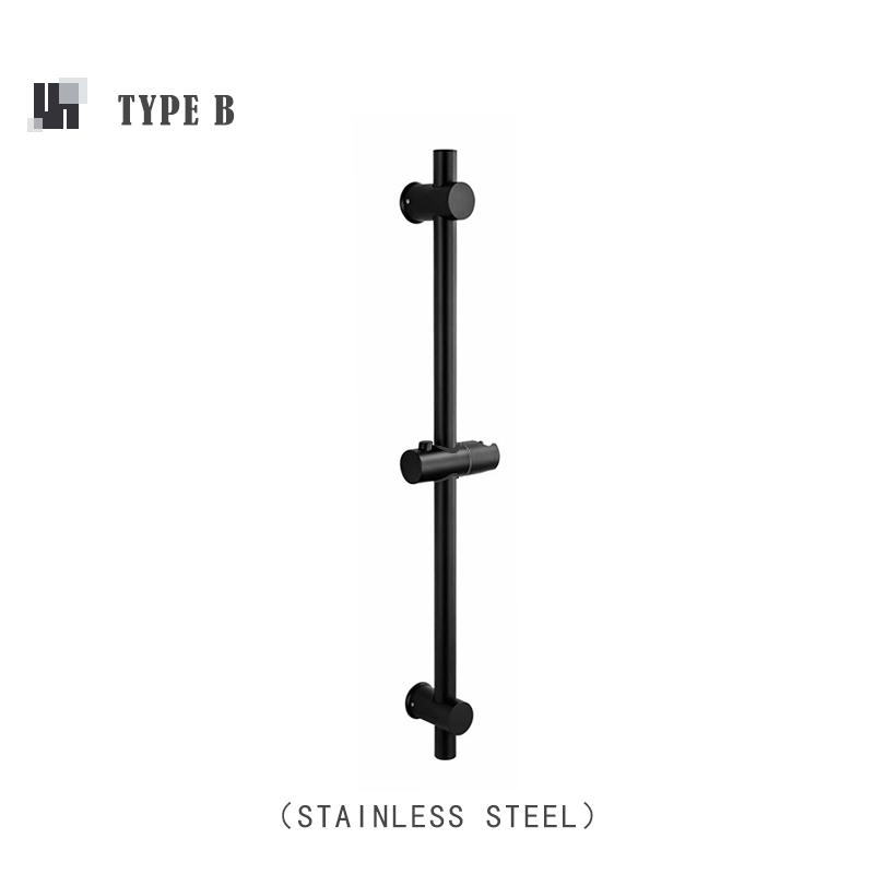 Matte Black Bathroom Sliding Shower Bar Shower Column Wall Mounted Rod with Adjustable Bracket Holder Round Square Slide Bar