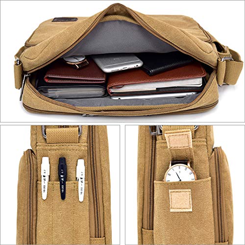 [RAKEE] Men's Shoulder Bag, Messenger Bag, Canvas, Shoulder/Crossbody, Waterproof, Large Capacity, Durable, 6 Colors