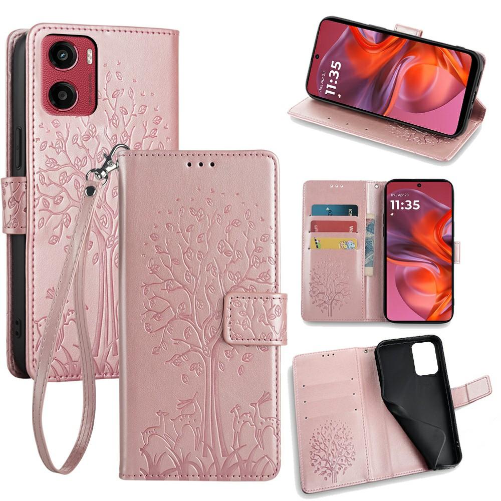 For Motorola Moto G05 4G Case PU Leather Wallet Phone Cover Tree Deer Imprinted