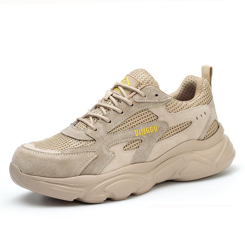

mens casual breathable steel toe covers working safety shoes summer security boots outdoor worker summer safe footwear protect 240 коричневый