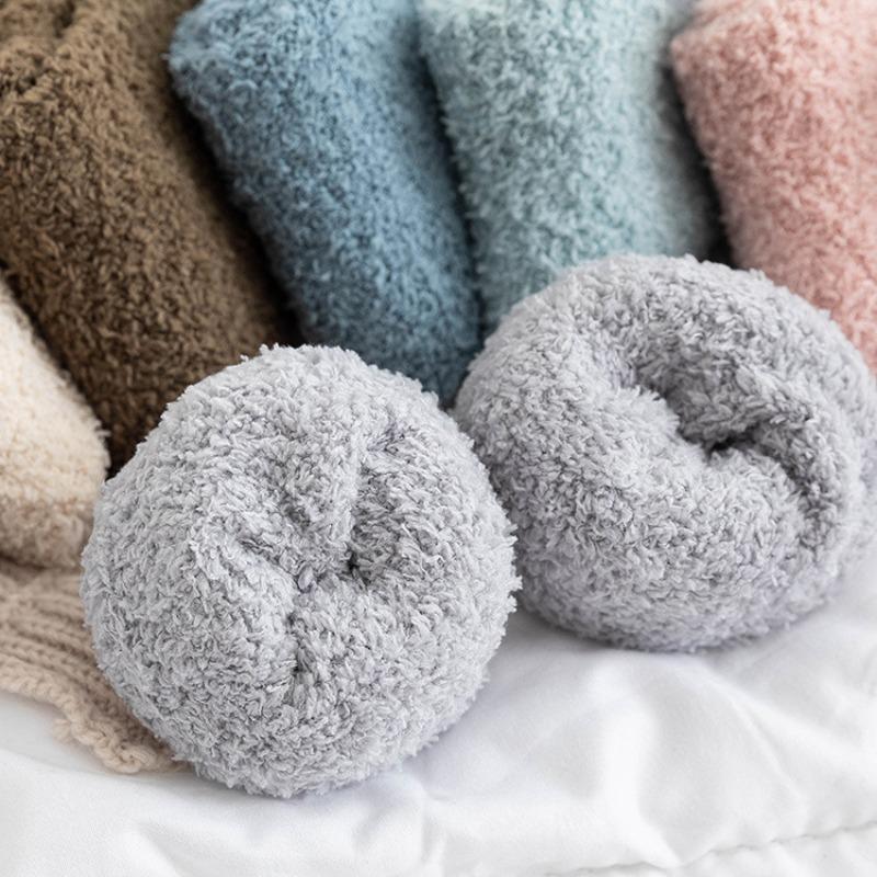 Autumn and winter coral fleece socks women's thickened floor socks love embroidery sleep socks warm home sleeping confinement