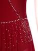 Womens Asymmetrical Lyrical Dancewear Long Sleeve Spaghetti Straps Patchwork Irregular Hem Dresses