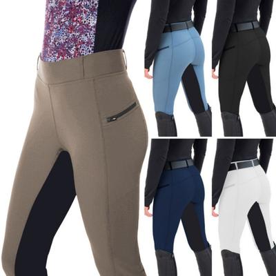 Pantaloni Donna Vita Alta Abbinamento Colori Vita Elastica Patchwork Vestibilità Slim Elastici