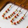 Xirui Red Agate Beaded Necklace with Star Rope Clasp – Retro Style Sweater or Collarbone Chain for Women