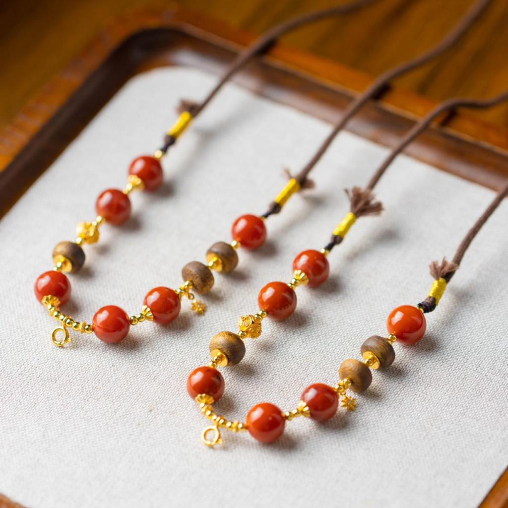 Xirui Red Agate Beaded Necklace with Star Rope Clasp – Retro Style Sweater or Collarbone Chain for Women