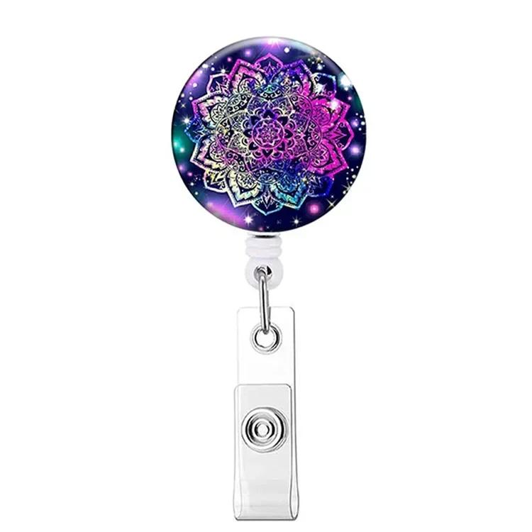 Retractable Badge Holder Reel Clip Marble Print Nurse Exhibition Card Holders Woman Doctor ID Card Chain Clips