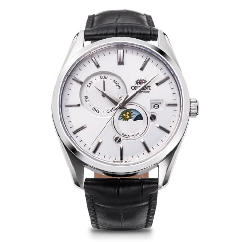 

Orient SUN & MOON Contemporary Men s Automatic Watch, White/Silver, RN-AK0305S, with Japanese Manufacturer s Warranty