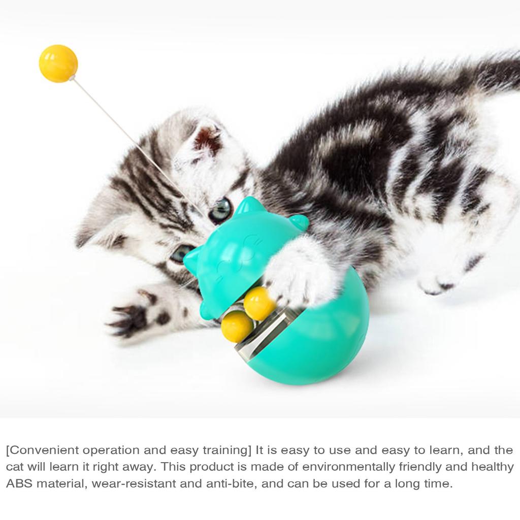 Cat Toy for Indoor Cats Wobble Treat Dispenser Ball Teasing Cat Stick Swaying and Wobbling Leaking Food Ball