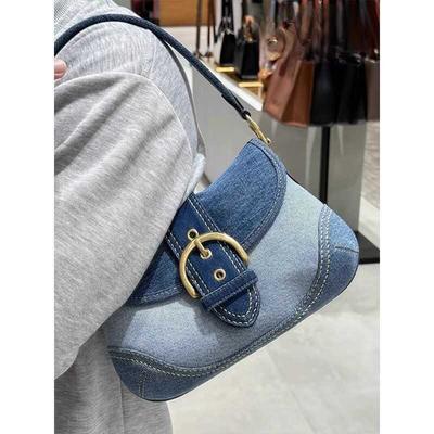 Jean Achseltasche Damen Frühling Sommer Mode Französisch Patchwork Canvas Erbsentasche Schulter Baguette Tasche