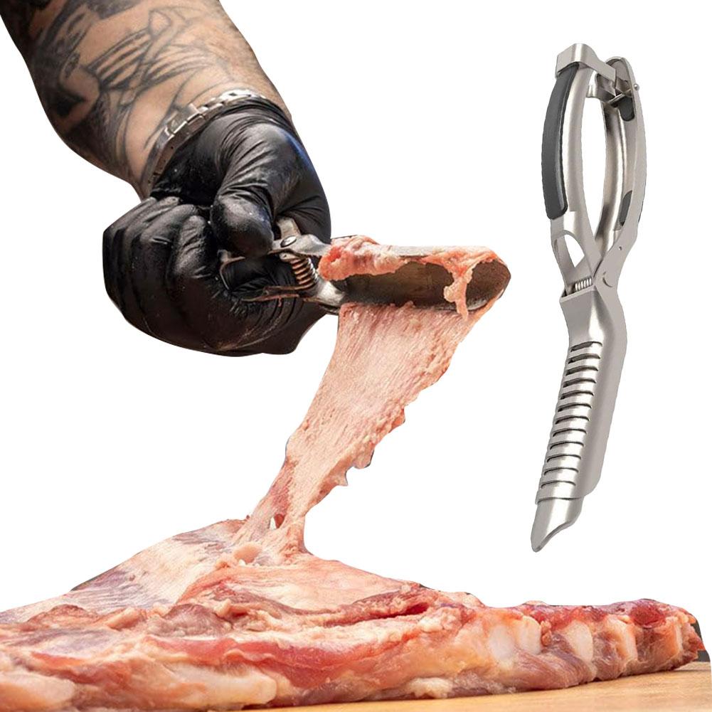 Mulinla Ribmem Pro, BBQ Rippchenentferner, Rib Prep Pro, Werkzeug zum Entfernen von Rippchenmembranen aus Edelstahl, Küchengrill-Gadget zur Rippchenvorbereitung, Einfache Membranentfernung