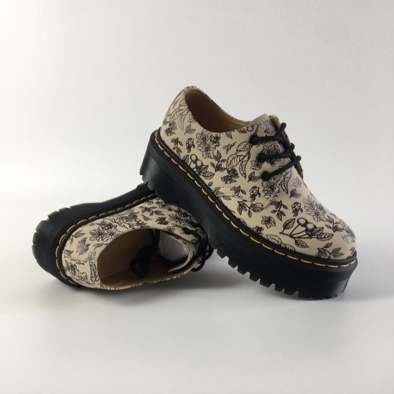 

Hole thick-soled small leather shoes, genuine leather Martin boots for women, low-top British round-headed casual student muffin-soled short boots 34/22cm