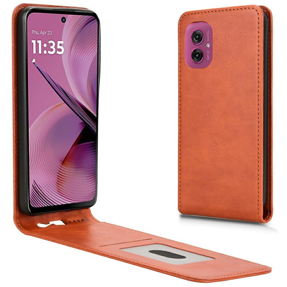 

Чехол для Motorola Moto G55 5G с отделением для карт, магнитный вертикальный откидной кожаный чехол для телефона Orange