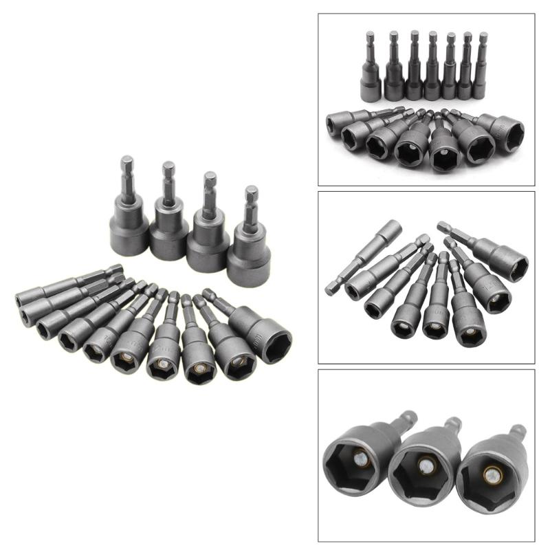 Impact Socket Magnetic Nut Screwdriver Hex Key Set Drill Bit Adapter Suitable For Power Drills Driver Maintenance 14pcs
