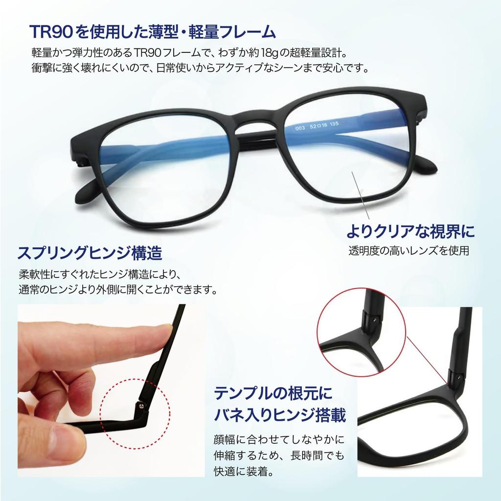 Blue Light Blocking Glasses and Painless Fit with Spring Hinges UV PC Wellington Style [WellOrigin] - Comfortable, Durable, - Ultra-Lightweight,