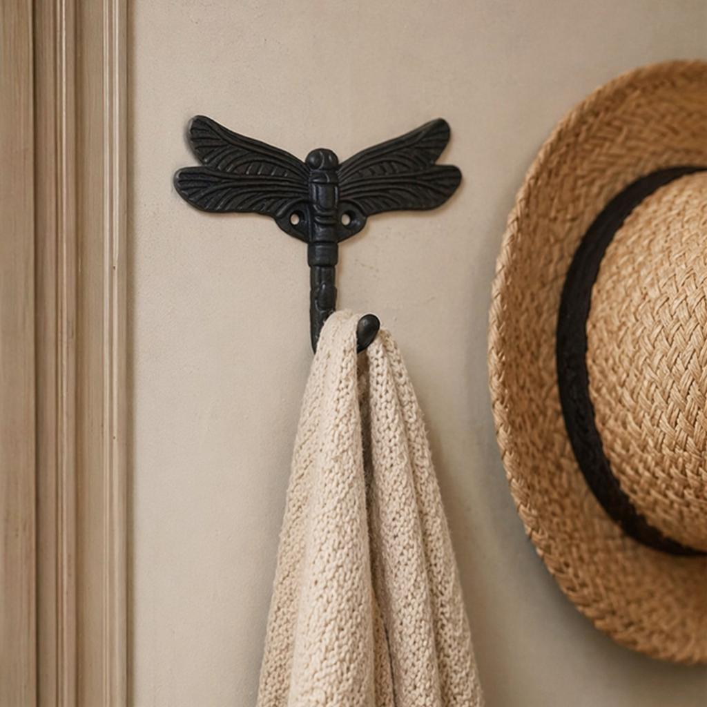 6 Pack Dragonfly Decorative Wall Hooks Decorative Mounted Hanger Vintage Coat Hooks for Coat Towel Robe Clothes Hats Bags Keys