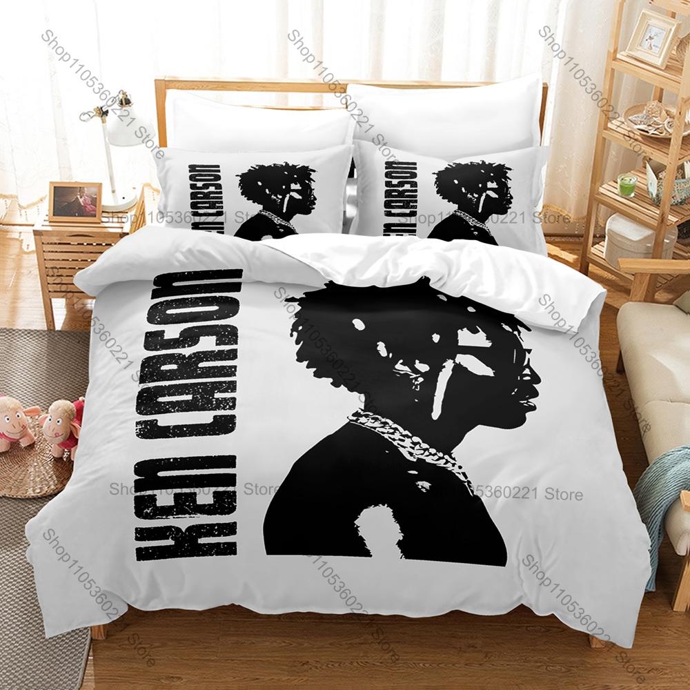 Cool Graphic Ken Carson Playboi Carti Opium Label Rage Rap Bedding Set Duvet Cover With 2 Pillowcases Teen Eboy Goth Bedroom Dec