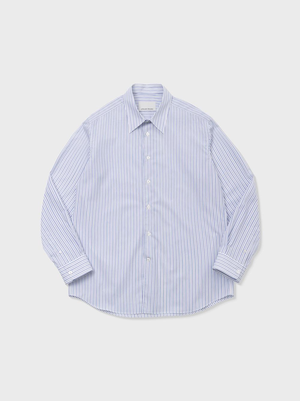 Atelier Deldio Organic Cotton Stripe Tapered Shirt (Blue) S