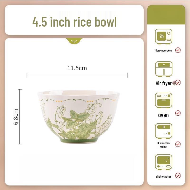 Lily of the Valley Ceramic Rice Bowl