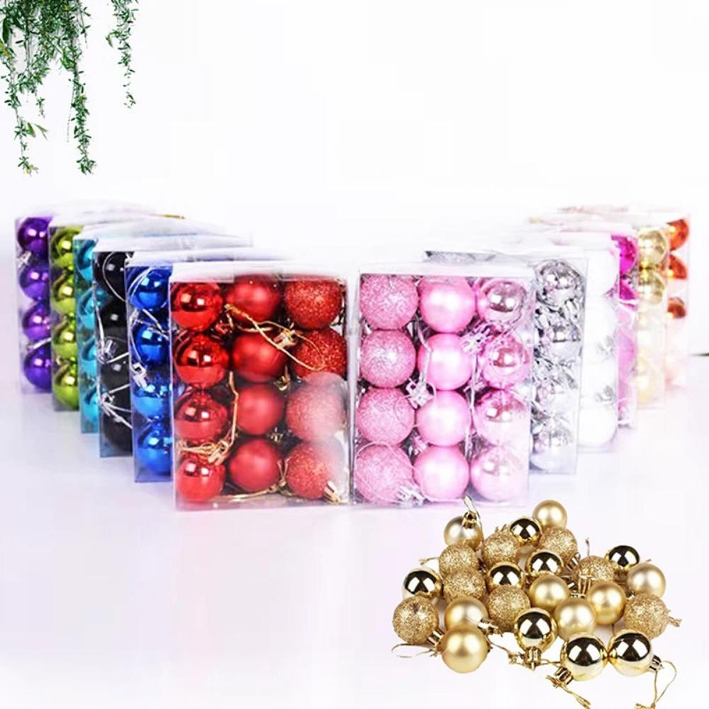 24-Piece 3cm Festive Christmas Ball Ornaments – Xmas Tree Hanging Decorations for Holiday Parties
