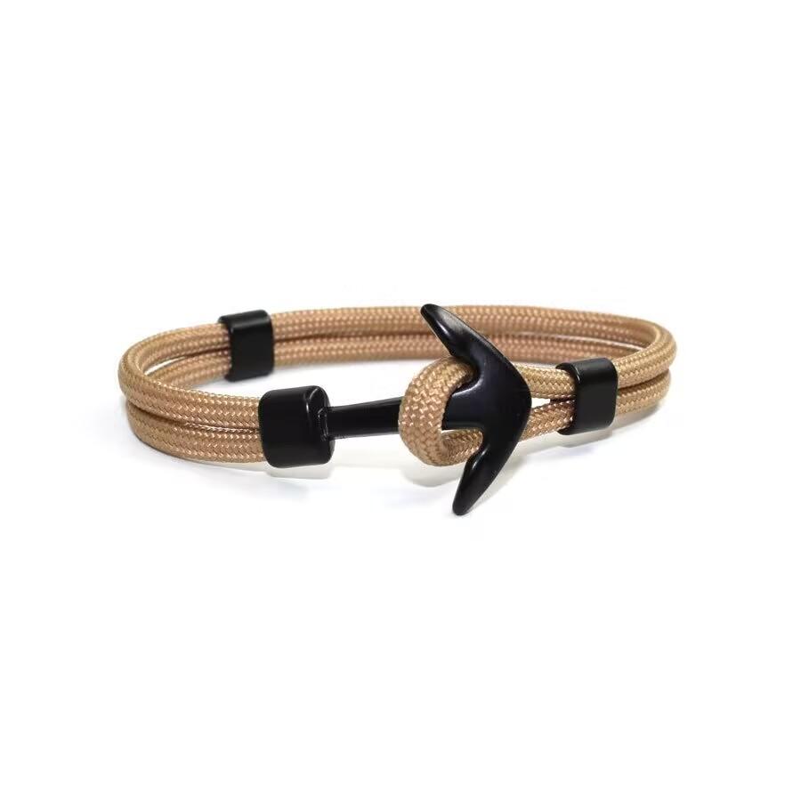 New Fashion Woven Multilayer Black Anchor Bracelets Men Hope Anchor Bracelet Pulsera Navy Hand Lucky Survival Leather