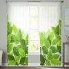 Branch Green Leaves Sheer Curtains for Living Room Transparent Tulle Window Treatments Bedroom Kitchen Home Decor Veil Drapes