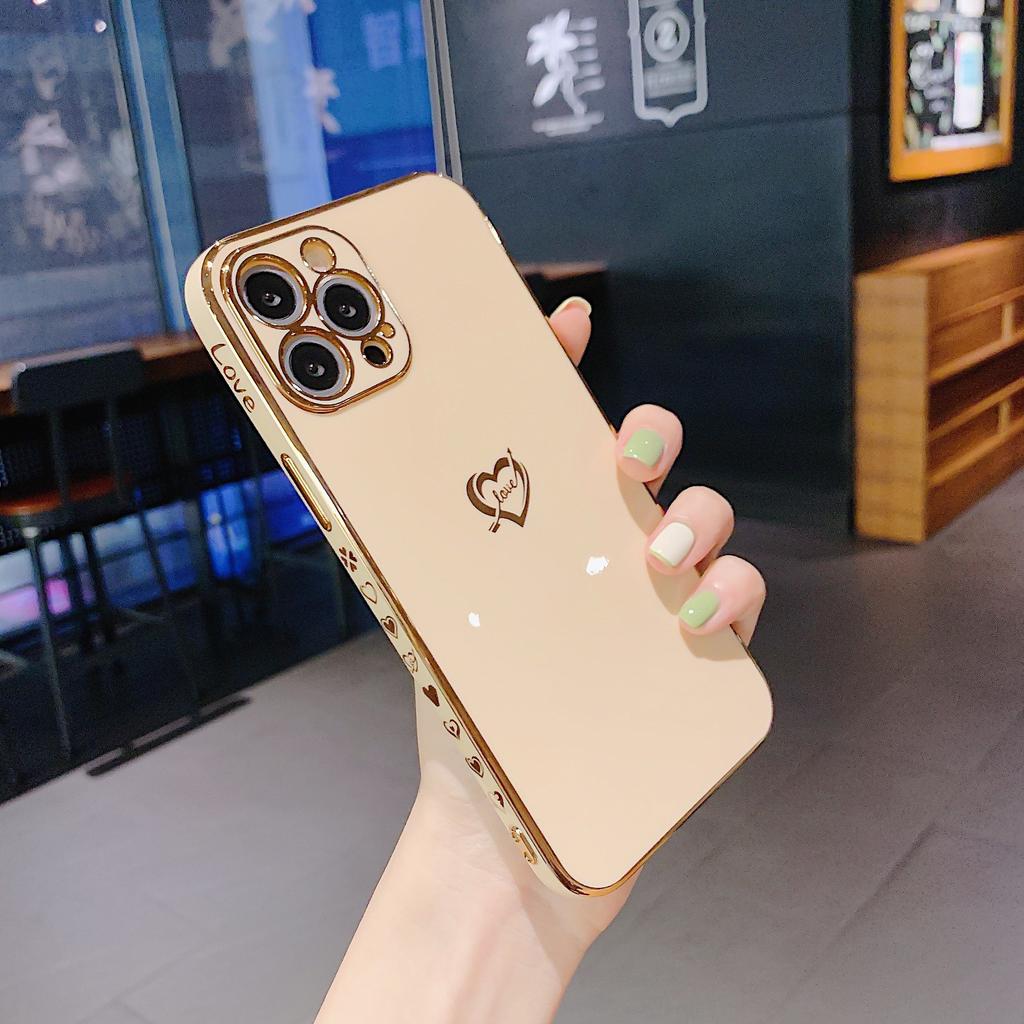 Candy color 6D electroplating side love for iPhone17ProMax Apple 16 fine hole silicone 15 mobile phone case