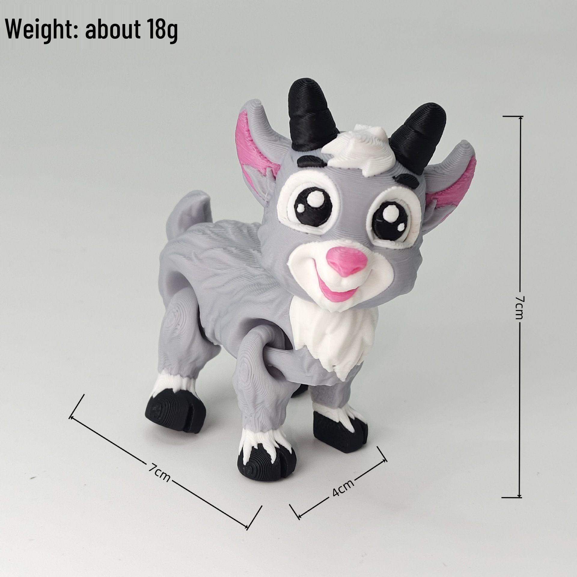 Милая Коза 3D-печатная Детская Игрушка Модель - Подвижная Полнотелая Настольная Декоративная Фигурка