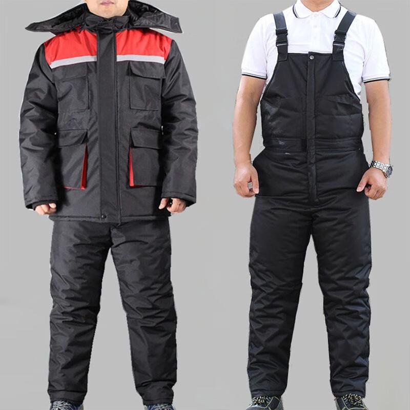Chi Han Black Red Cotton Jacket & Suspender Pants Set 3XL/185