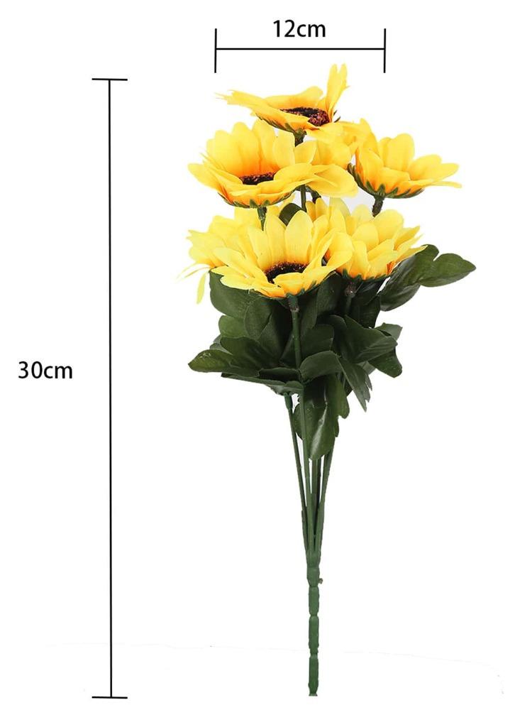 5 Pcs Sunflower Artificial Flowers Silk Fake Flowers for Living Room Table Decoration Wedding Flower Arrangement