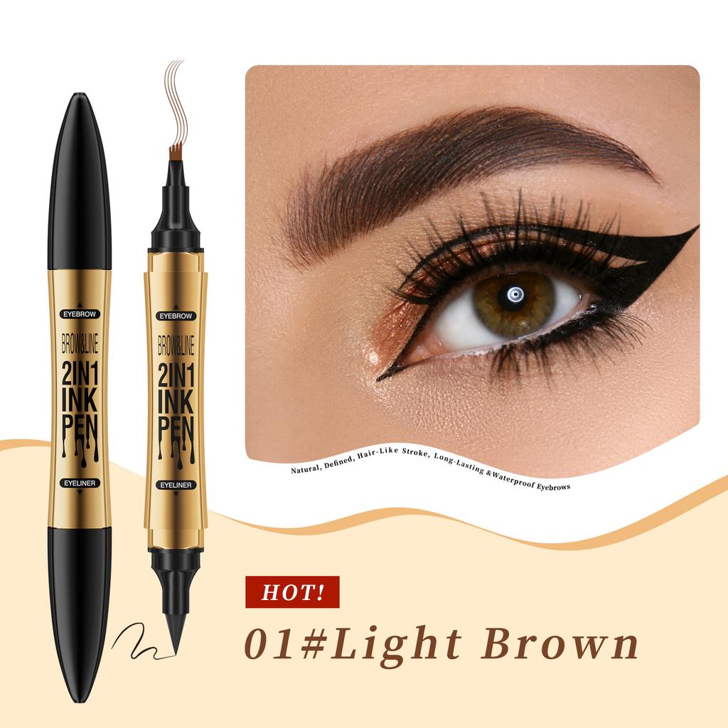 Double Head Four-Pronged Eyebrow Pencil + Eyeliner Quick-Drying Waterproof Eyebrow Pencil