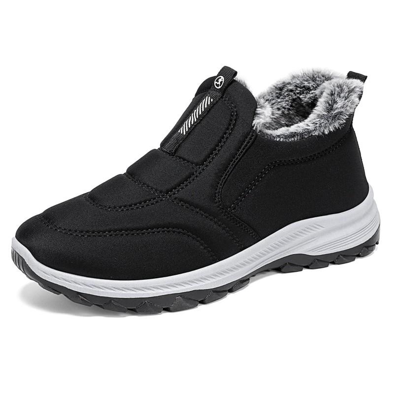 Womens Mens Winter Cotton Shoes Warm Fleece Lined Slip On Ankle Boots Plus Size Non Elderly Parents