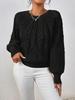 Women's Round Neck Cable Knit Sweater - Long Sleeve, Solid Color, Autumn Winter Versatile Pullover.