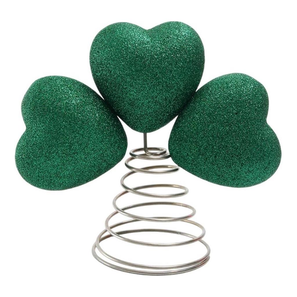 St Patricks Day Tree Topper Heart Shamrock Tree Topper Holidays Ornament for Spring Holiday Festival Party Supplies