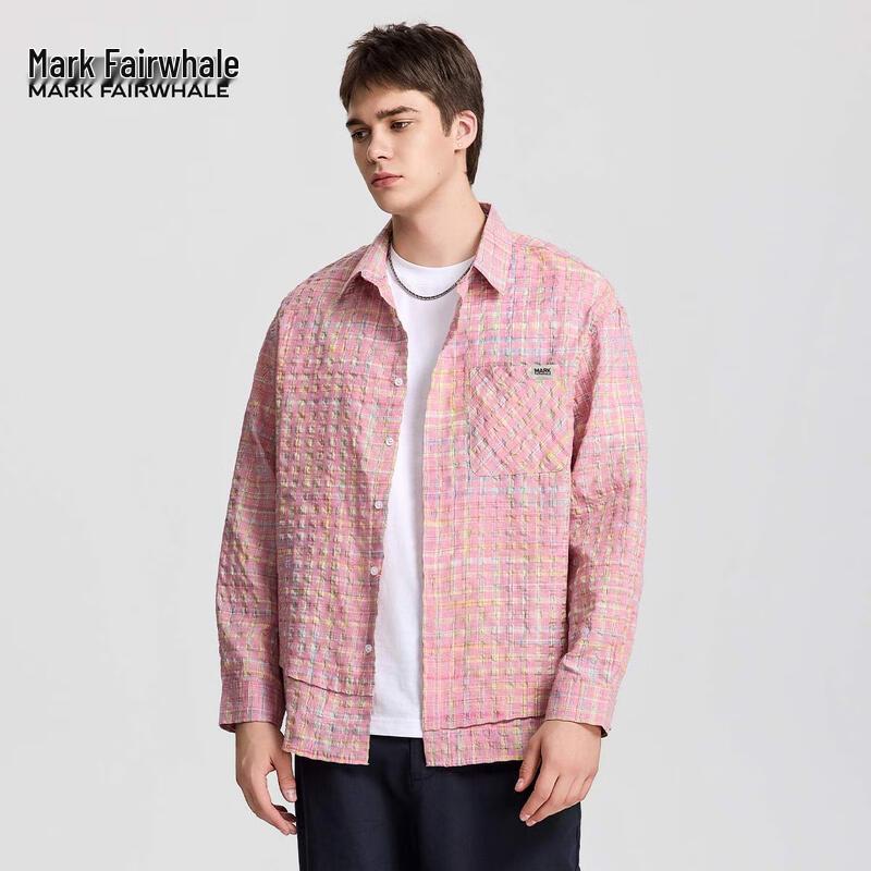 Mark Fairwhale Men's Retro Plaid Loose Fit Shirt Jacket