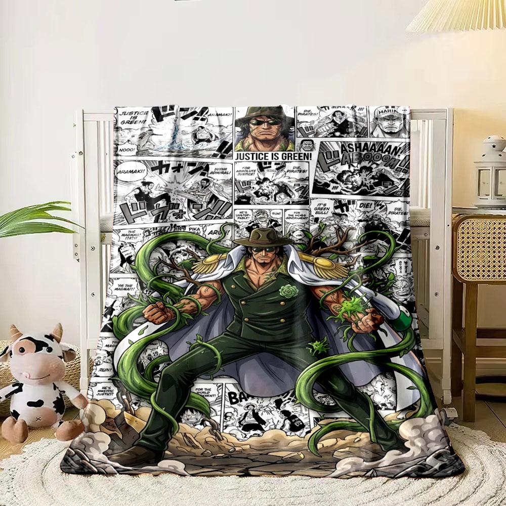 A plant-powered character surrounded by green vines and dynamic action panels. for all seasons blanket lunch break throw gift 80cm x 120cm