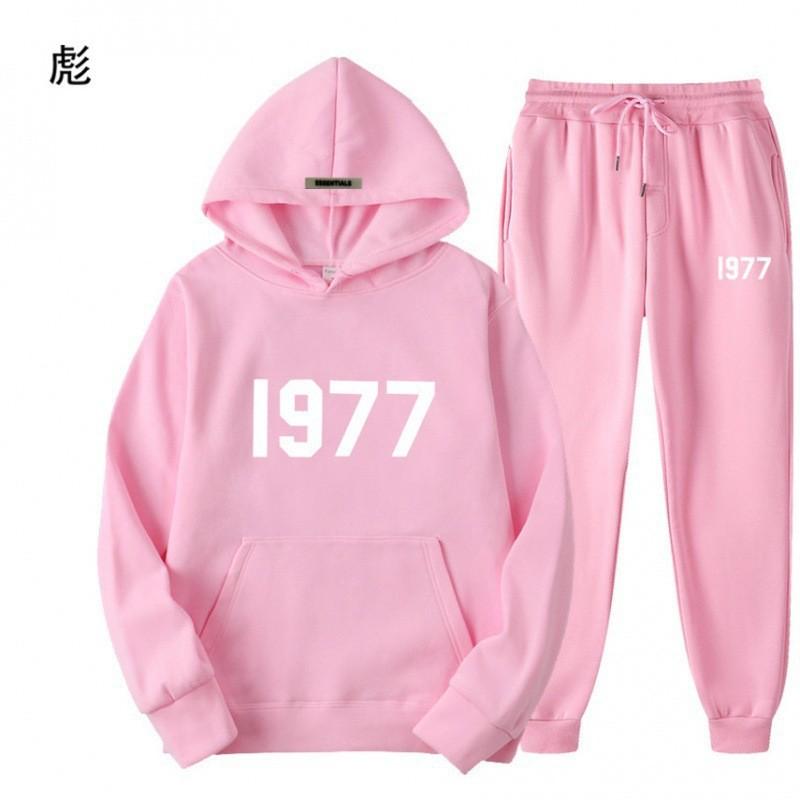 1977 Alphabet Men's and Women's Hoodies ESSENTIALS Double-line FOG Trendy High Street Loose Fleece Sweater Set