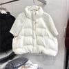 Gilet Giacca da Donna in Cotone Autunno Inverno Largo Casual Collo Alto Tasca Piumino Gilet Cappotto Capo d'Abbigliamento Esterno