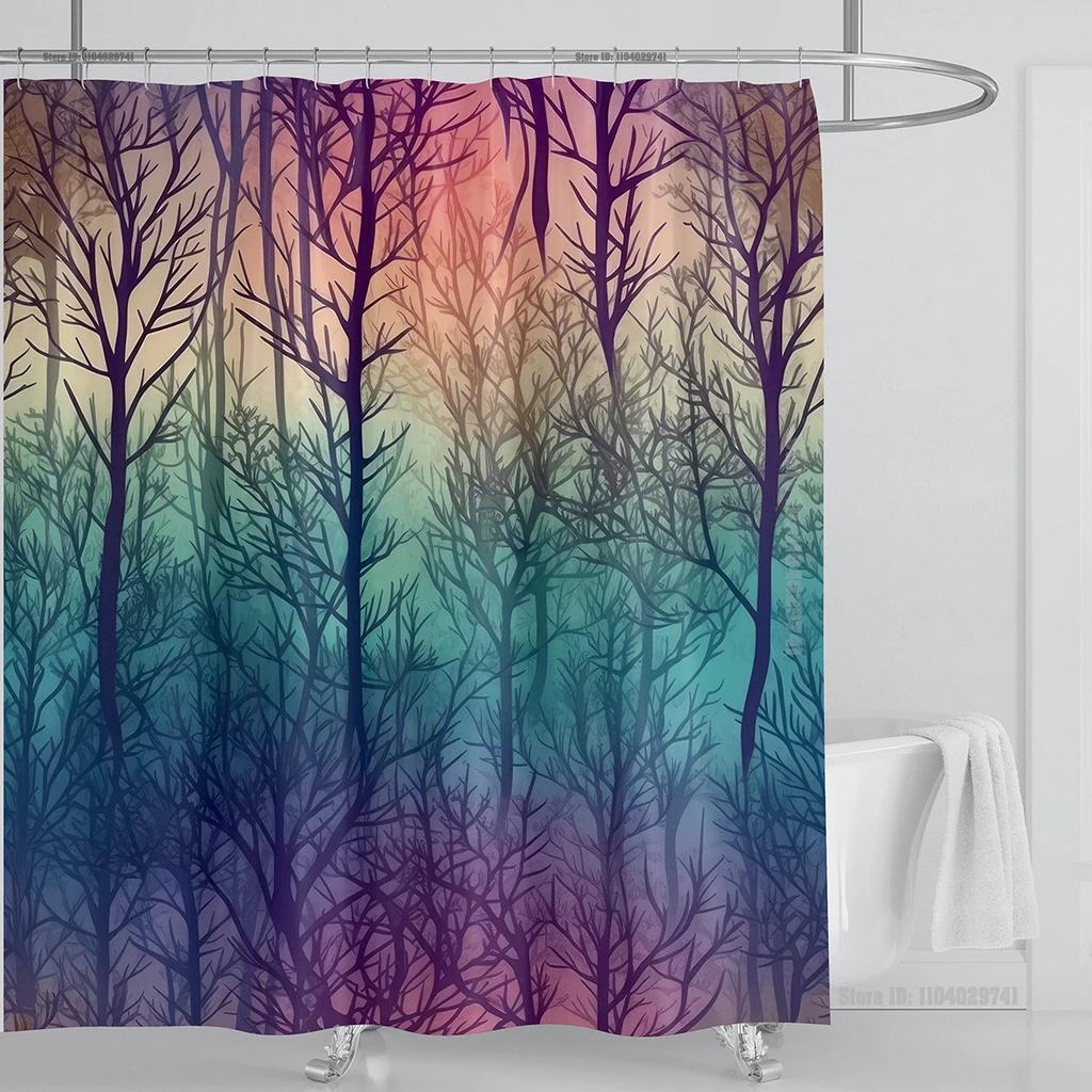 Mystical Forest Print Waterproof Shower Curtain - Stylish, Durable & Easy-Care Choice for Serene Nature-Inspired Bathroom Déco